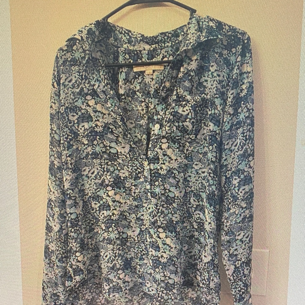 Floral Button-Front Women's Top - Blue